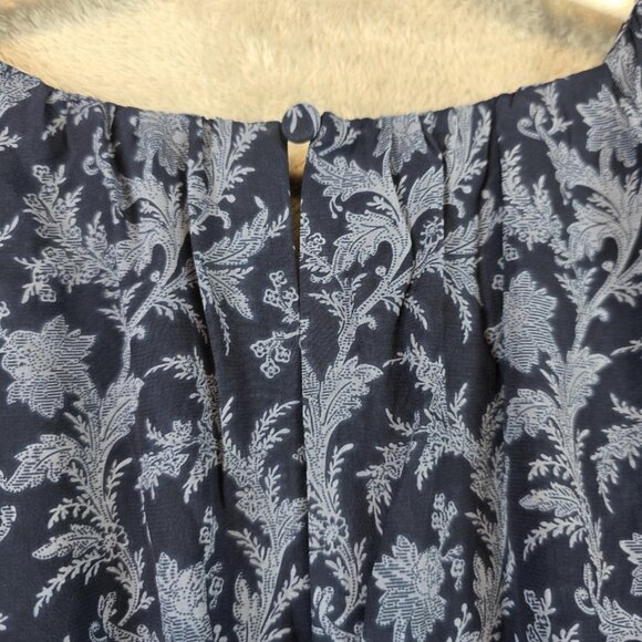 Madewell Dress Womens Large Blue Floral Smocked Waist Long Sleeve Maxi Boho - Picture 13 of 13